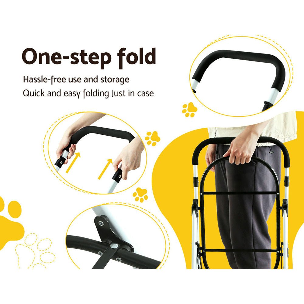 i.Pet Pet Stroller Dog Pram Large Cat Carrier Travel Foldable 4 Wheels Double - DogsDomain.com.au
