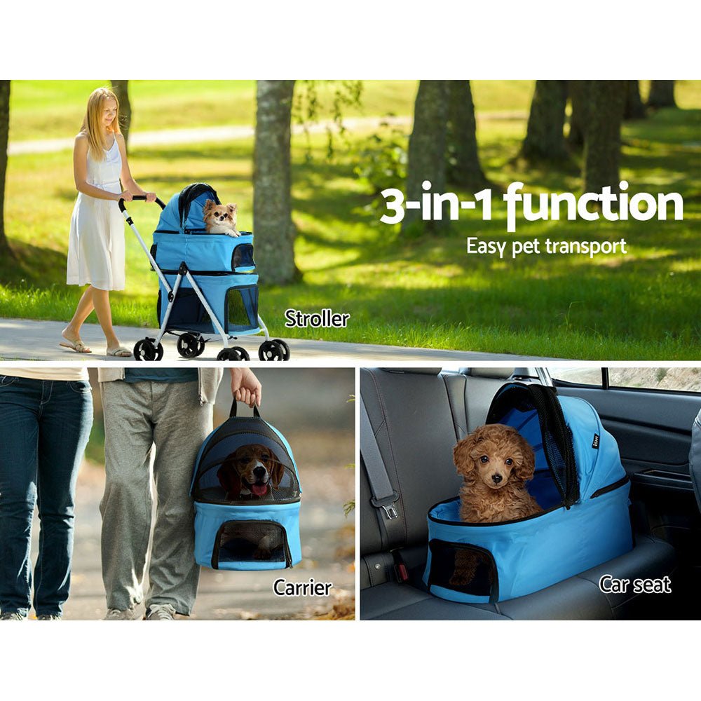 i.Pet Pet Stroller Dog Pram Large Cat Carrier Travel Foldable 4 Wheels Double - DogsDomain.com.au
