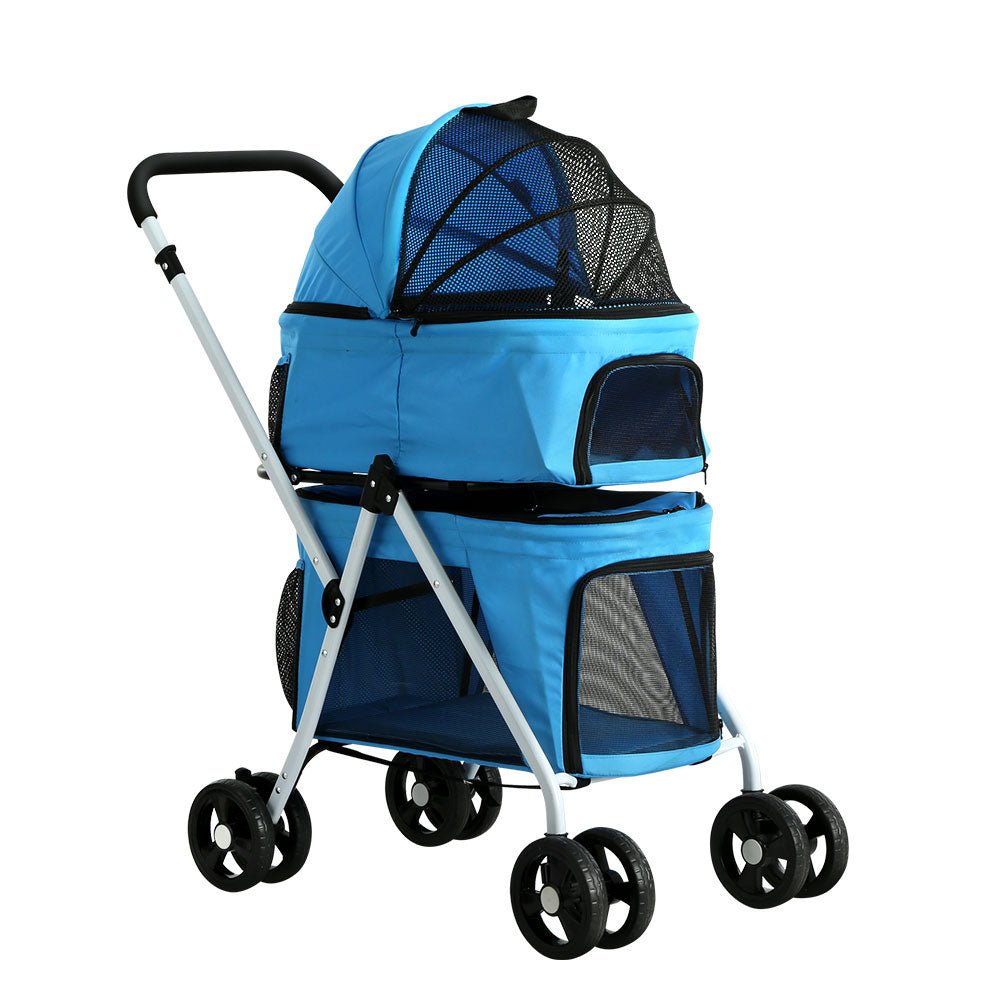 i.Pet Pet Stroller Dog Pram Large Cat Carrier Travel Foldable 4 Wheels Double - DogsDomain.com.au