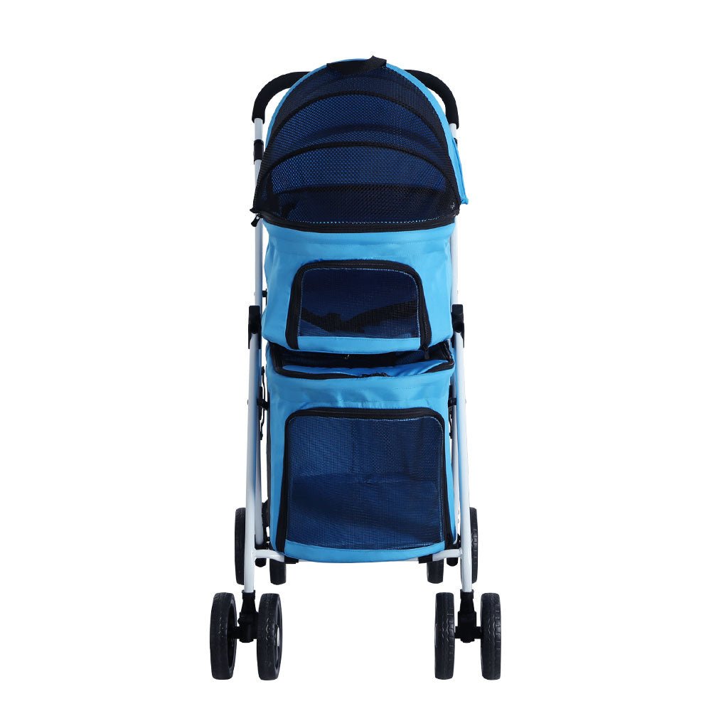 i.Pet Pet Stroller Dog Pram Large Cat Carrier Travel Foldable 4 Wheels Double - DogsDomain.com.au