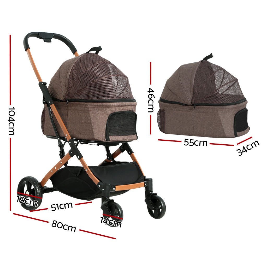 i.Pet Pet Stroller Dog Pram Large Cat Carrier Travel Pushchair Foldable 4 Wheels - DogsDomain.com.au