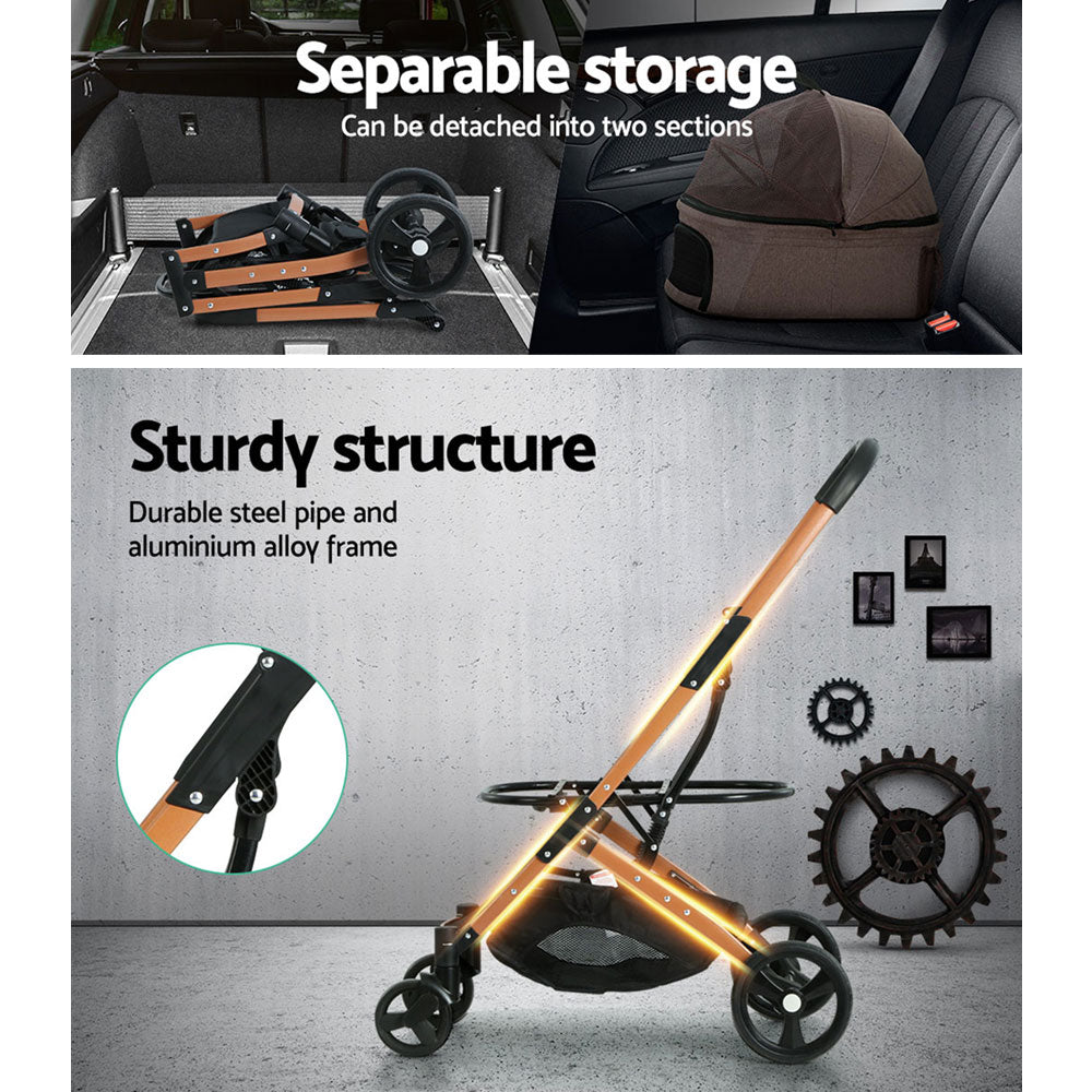 i.Pet Pet Stroller Dog Pram Large Cat Carrier Travel Pushchair Foldable 4 Wheels - DogsDomain.com.au