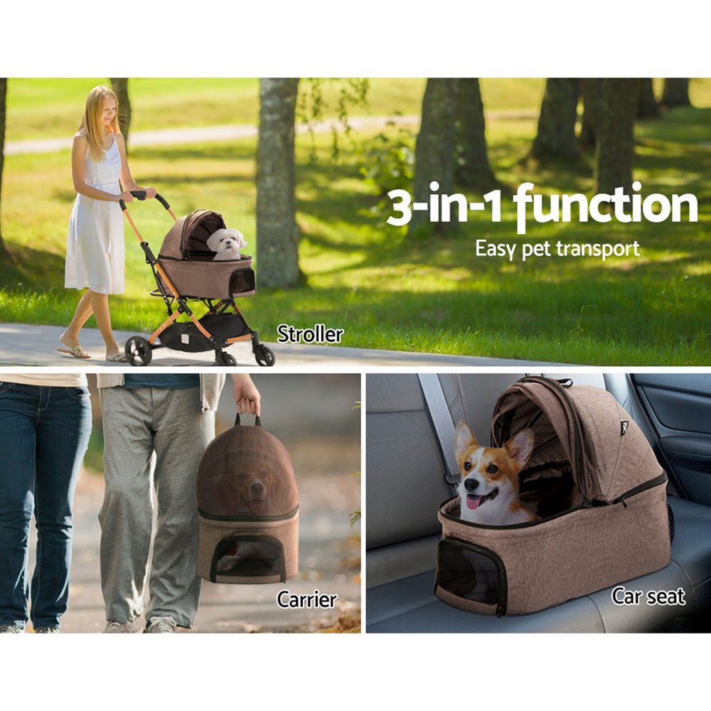 i.Pet Pet Stroller Dog Pram Large Cat Carrier Travel Pushchair Foldable 4 Wheels - DogsDomain.com.au