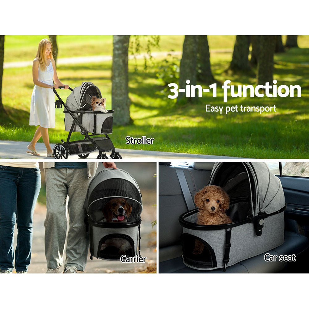 i.Pet Pet Stroller Pram Large Dog Cat Carrier Travel Pushchair Foldable 4 Wheels - DogsDomain.com.au