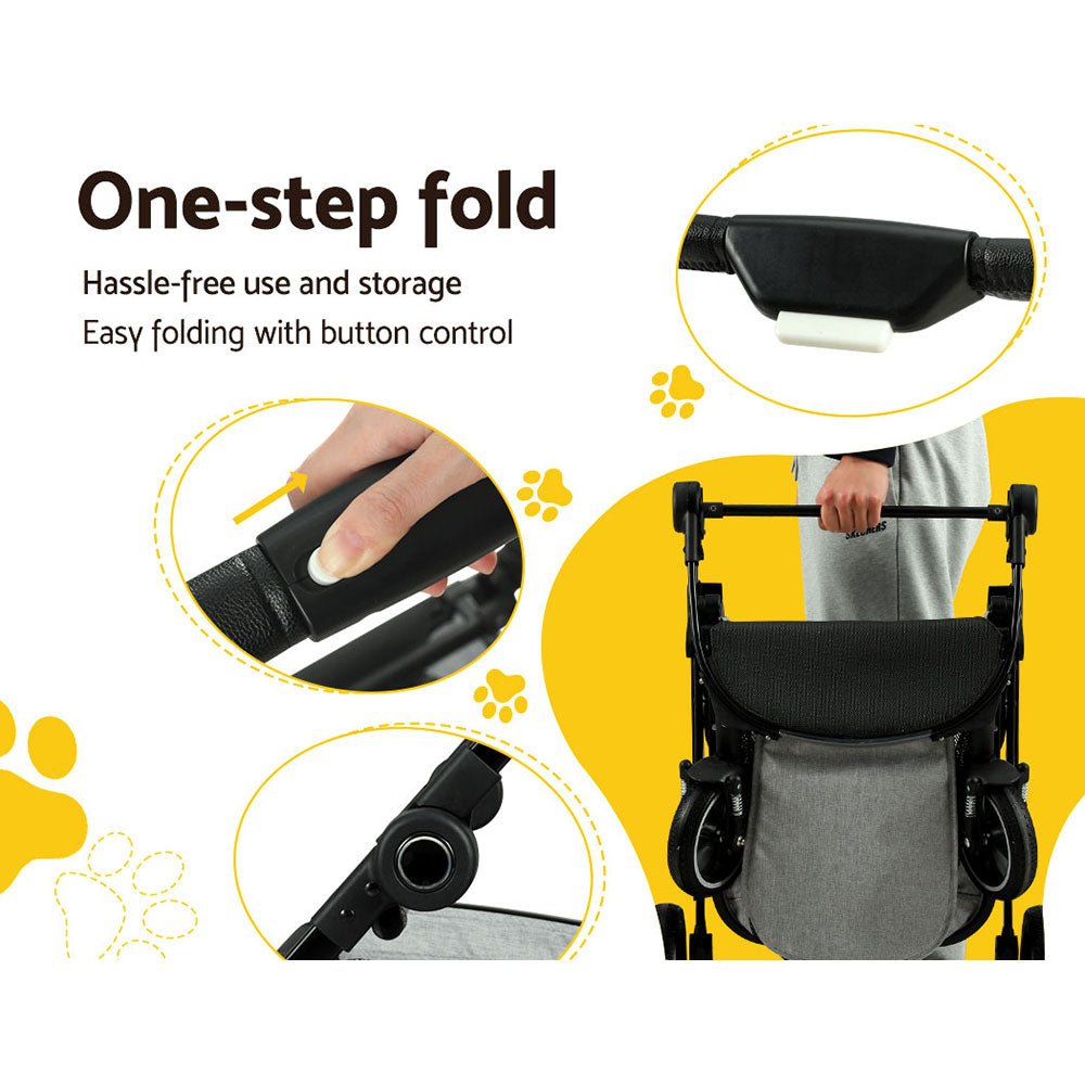 i.Pet Pet Stroller Pram Large Dog Cat Carrier Travel Pushchair Foldable 4 Wheels - DogsDomain.com.au