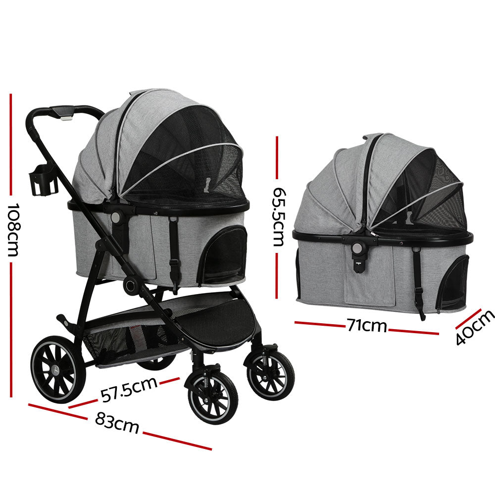 i.Pet Pet Stroller Pram Large Dog Cat Carrier Travel Pushchair Foldable 4 Wheels - DogsDomain.com.au