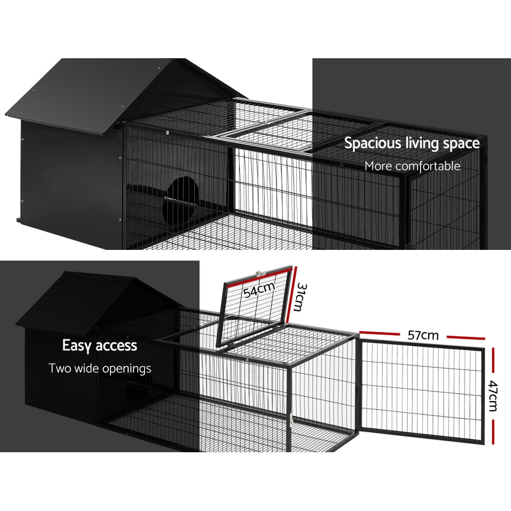 i.Pet Rabbit Cage Hutch Cages Indoor Outdoor Hamster Enclosure Pet Metal Carrier 162CM Length - DogsDomain.com.au