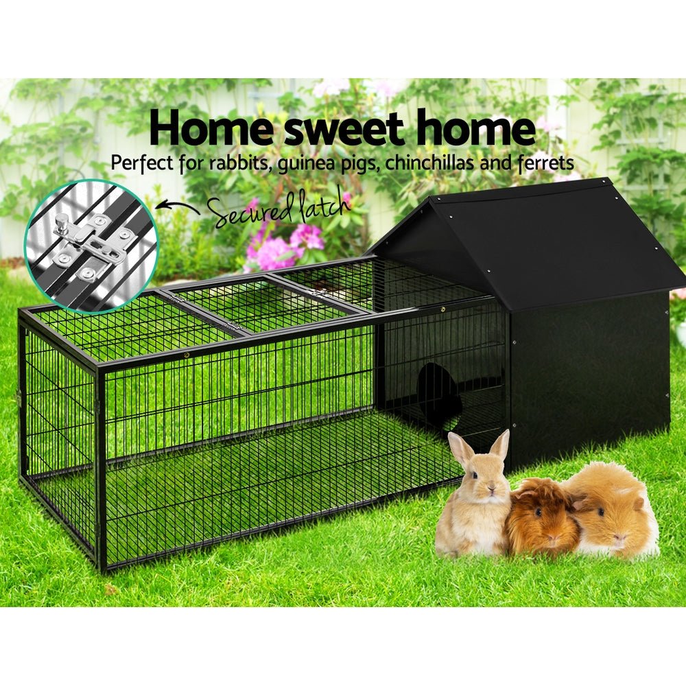 i.Pet Rabbit Cage Hutch Cages Indoor Outdoor Hamster Enclosure Pet Metal Carrier 162CM Length - DogsDomain.com.au