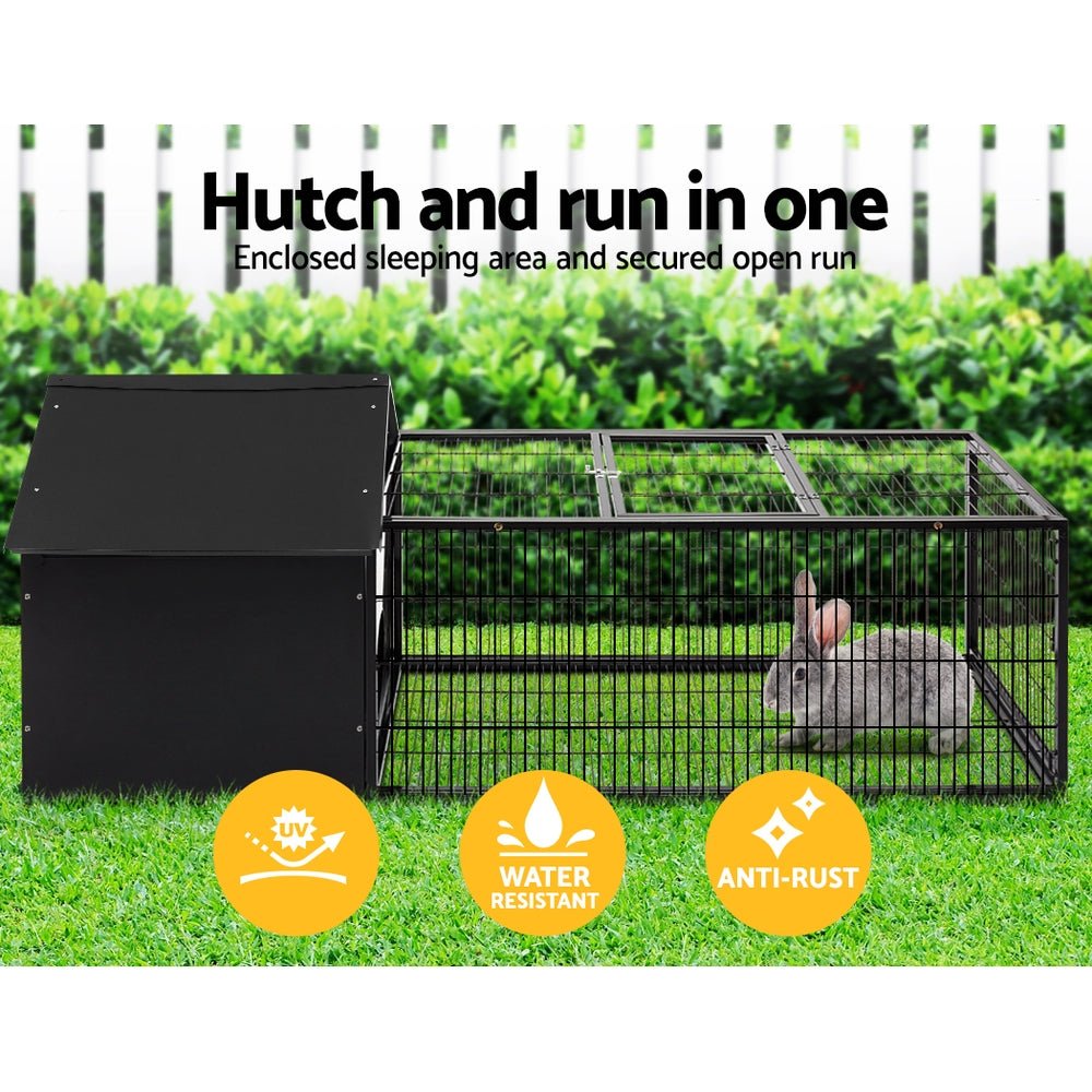 i.Pet Rabbit Cage Hutch Cages Indoor Outdoor Hamster Enclosure Pet Metal Carrier 162CM Length - DogsDomain.com.au