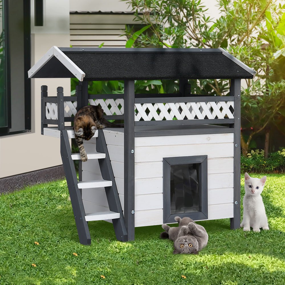 i.Pet Rabbit Hutch Cat House Shelter Outdoor Wooden Small Dog Pet Houses Kennel - DogsDomain.com.au