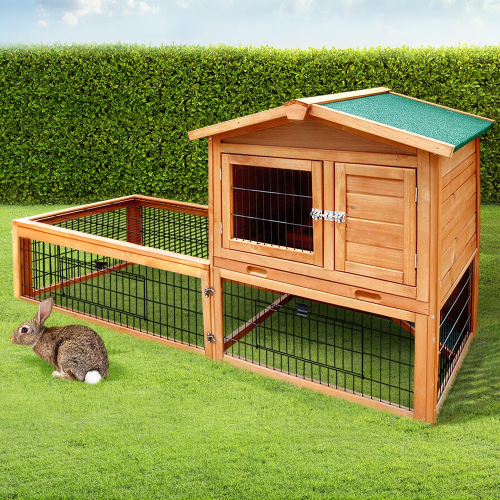 i.Pet Rabbit Hutch Chicken Coop 155cm Tall Wooden Pet Hutch - DogsDomain.com.au