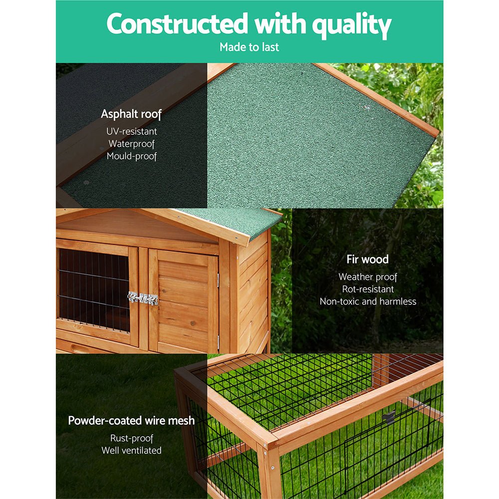 i.Pet Rabbit Hutch Chicken Coop 155cm Tall Wooden Pet Hutch - DogsDomain.com.au