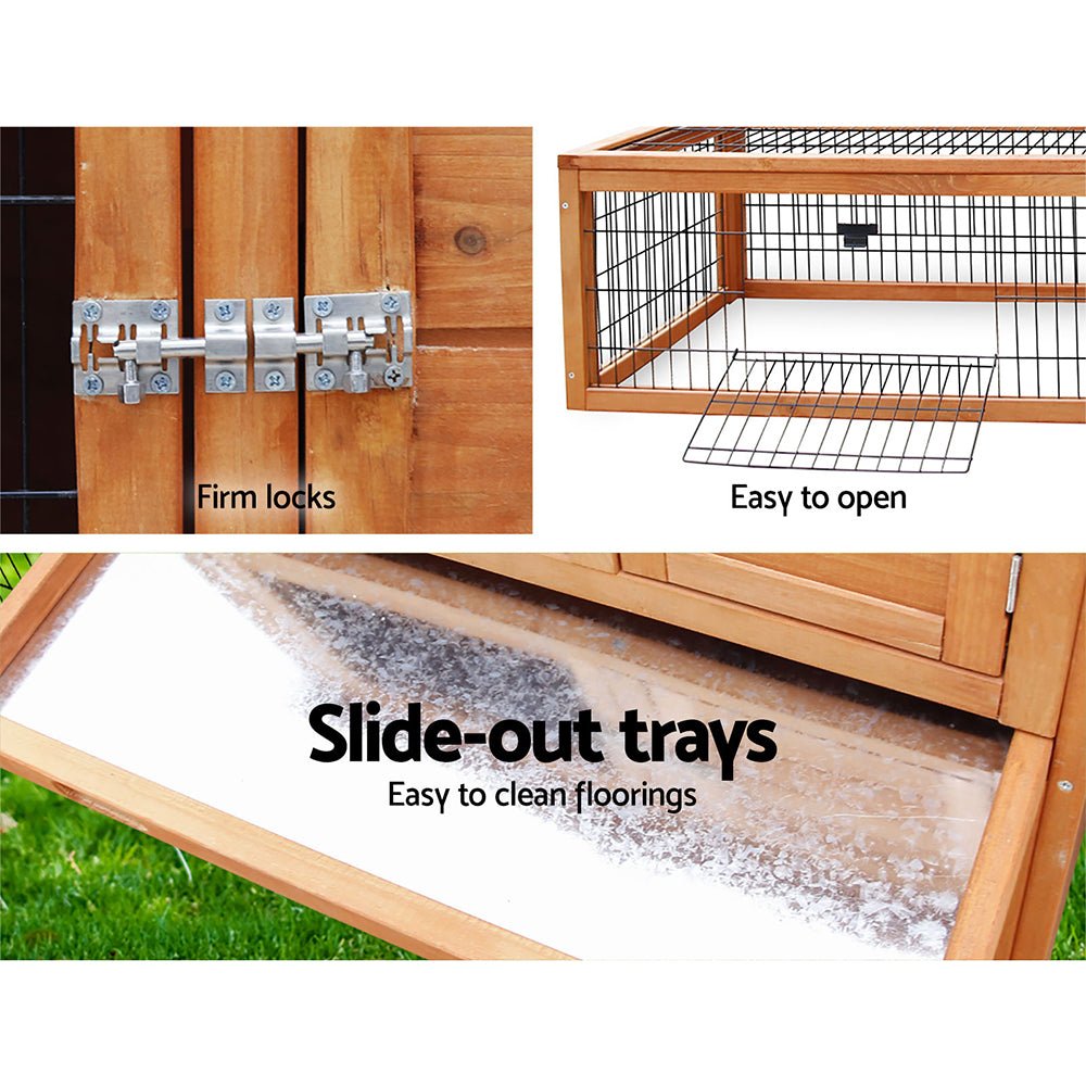 i.Pet Rabbit Hutch Chicken Coop 155cm Tall Wooden Pet Hutch - DogsDomain.com.au