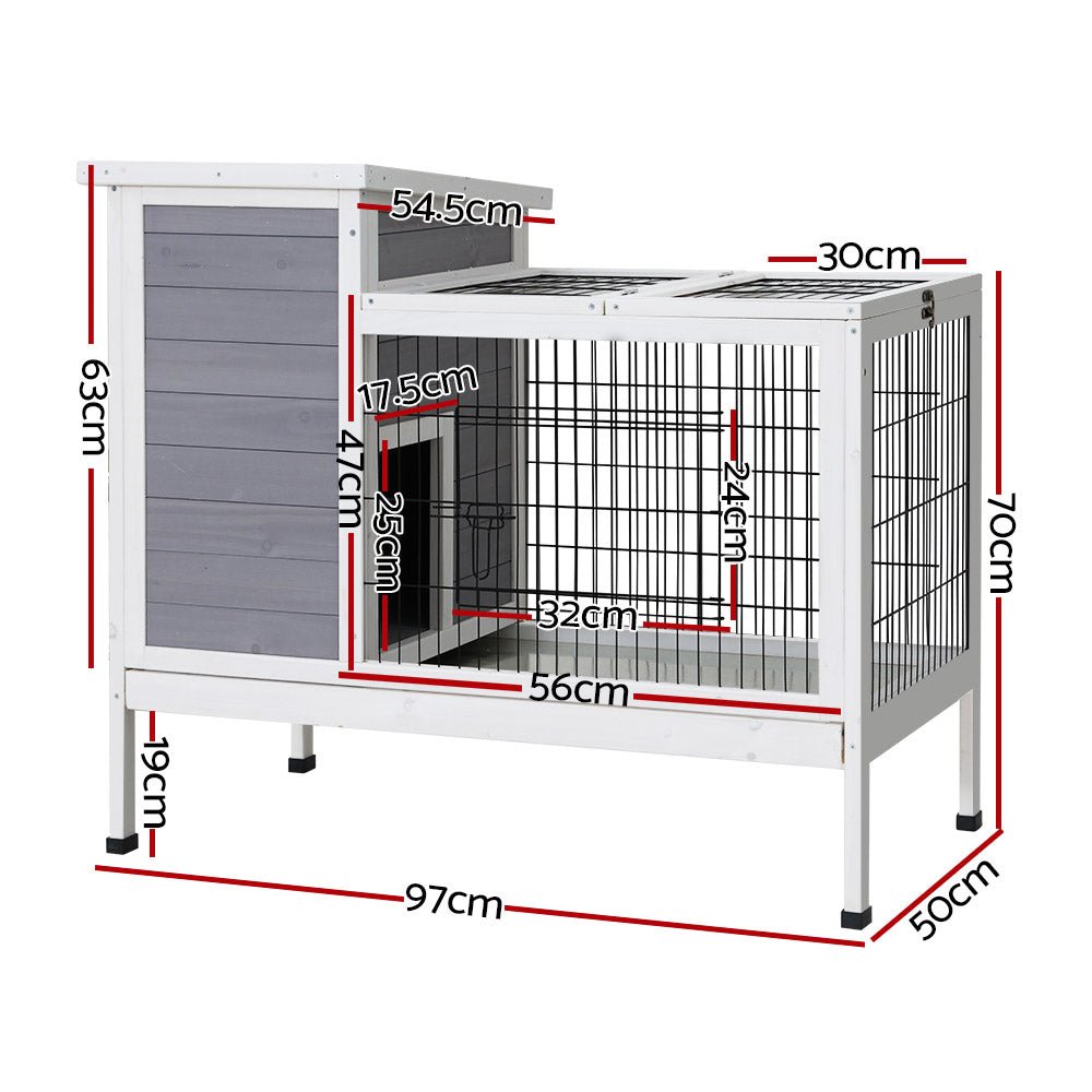 i.Pet Rabbit Hutch Chicken Coop Wooden Ferret Cage Habitat House Outdoor Large - DogsDomain.com.au