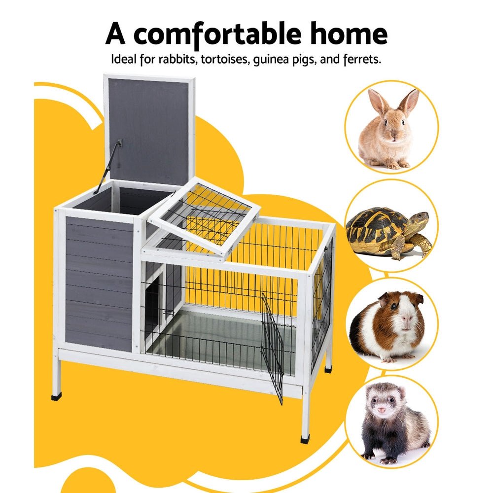i.Pet Rabbit Hutch Chicken Coop Wooden Ferret Cage Habitat House Outdoor Large - DogsDomain.com.au