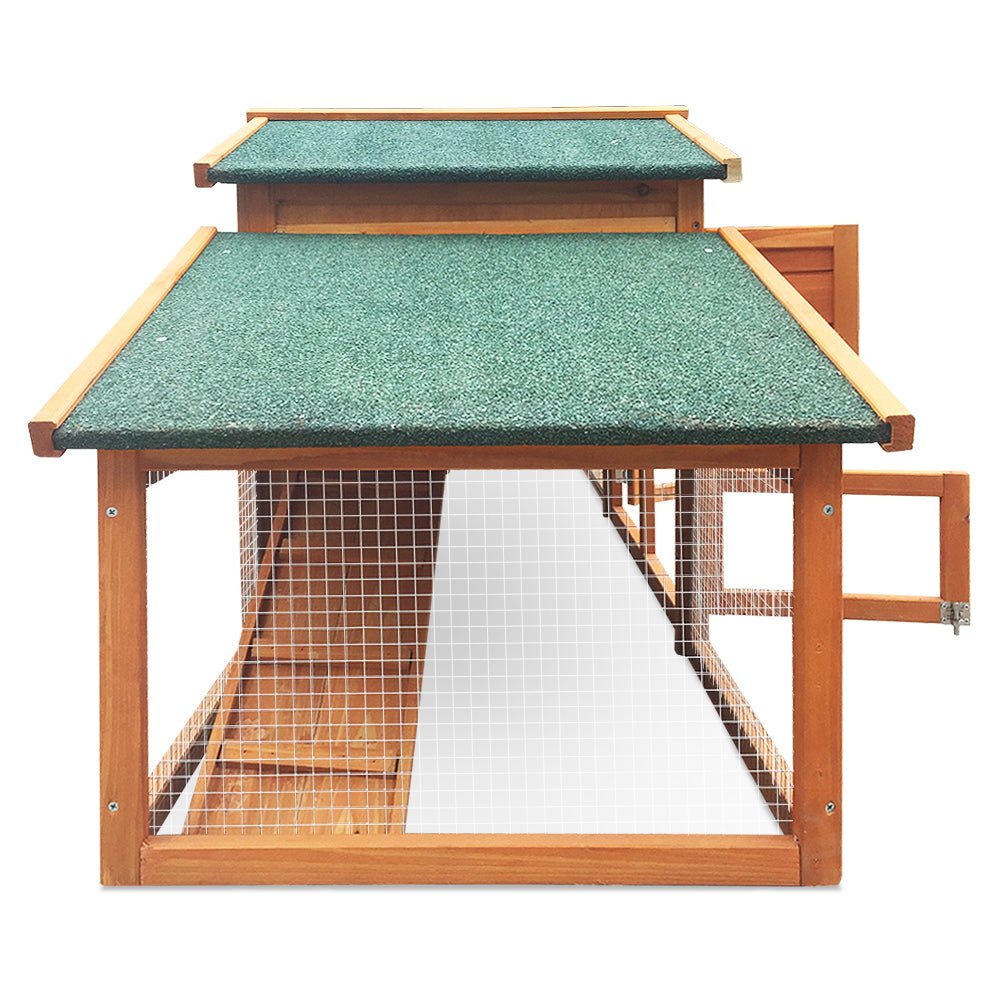 i.Pet Rabbit Hutch Chicken Coop Wooden Pet Hutch 169cm x 52cm x 72cm - DogsDomain.com.au