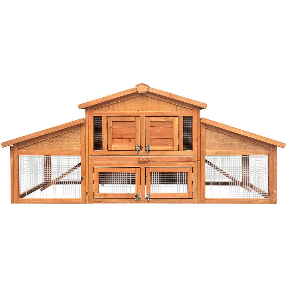 i.Pet Rabbit Hutch Chicken Coop Wooden Pet Hutch 169cm x 52cm x 72cm - DogsDomain.com.au