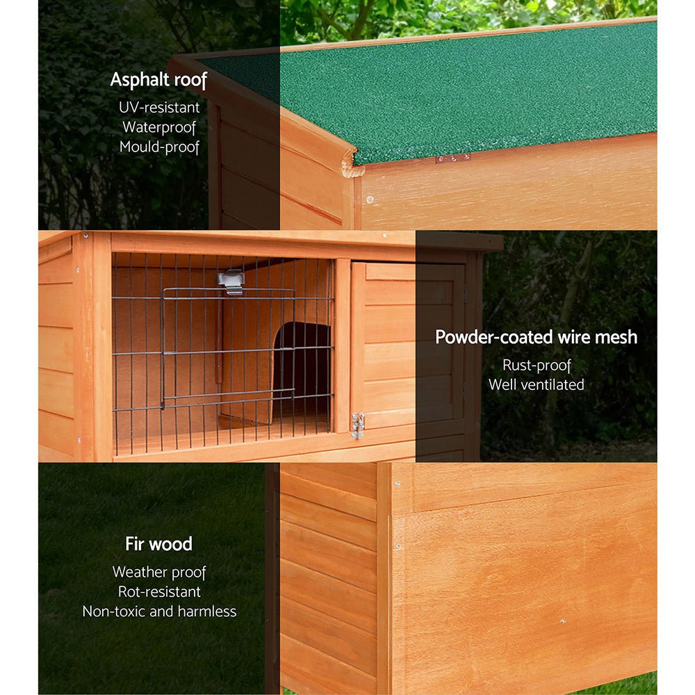 i.Pet Rabbit Hutch Hutches Large Metal Run Wooden Cage Chicken Coop Guinea Pig - DogsDomain.com.au