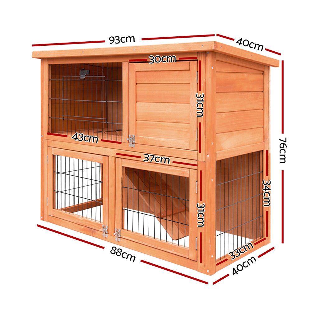 i.Pet Rabbit Hutch Hutches Large Metal Run Wooden Cage Chicken Coop Guinea Pig - DogsDomain.com.au