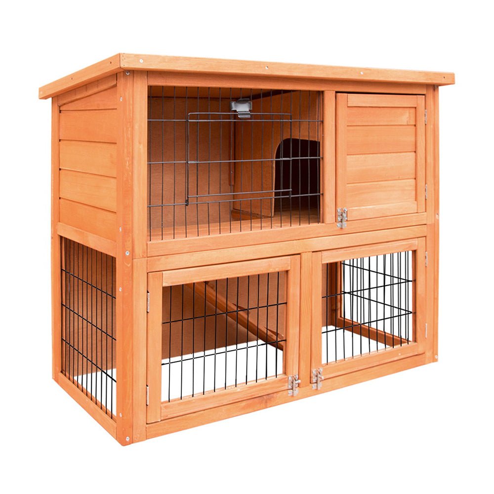 i.Pet Rabbit Hutch Hutches Large Metal Run Wooden Cage Chicken Coop Guinea Pig - DogsDomain.com.au