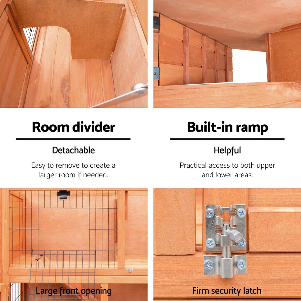 i.Pet Rabbit Hutch Hutches Large Metal Run Wooden Cage Chicken Coop Guinea Pig - DogsDomain.com.au