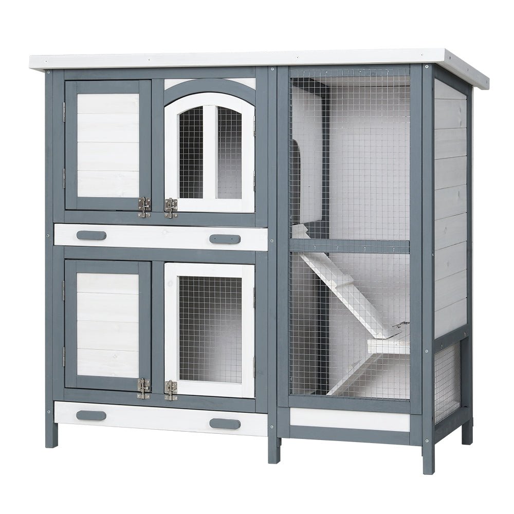 i.Pet Rabbit Hutch Large Chicken Coop Wooden House Run Cage Pet Bunny Guinea Pig - DogsDomain.com.au