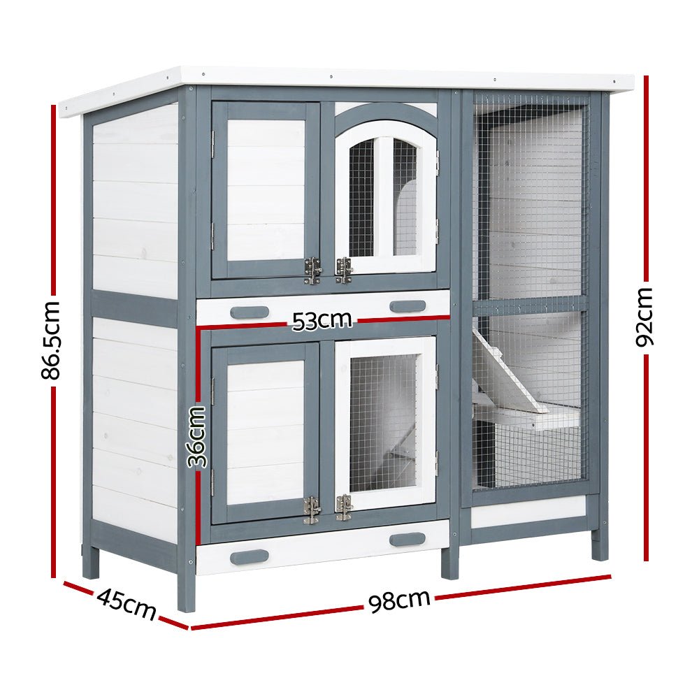 i.Pet Rabbit Hutch Large Chicken Coop Wooden House Run Cage Pet Bunny Guinea Pig - DogsDomain.com.au