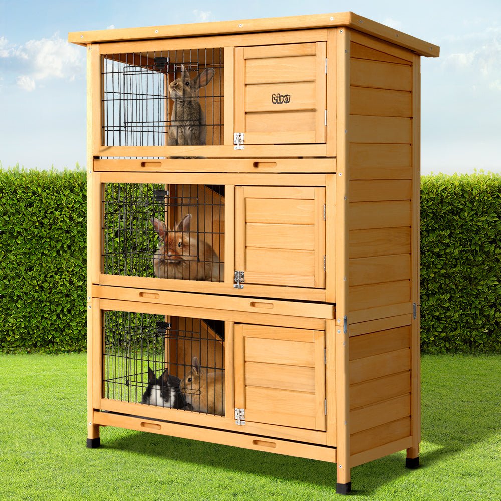 i.Pet Rabbit Hutch Wooden Cage Pet hutch Chicken Coop 91.5cm x 46cm x 116.5cm - DogsDomain.com.au