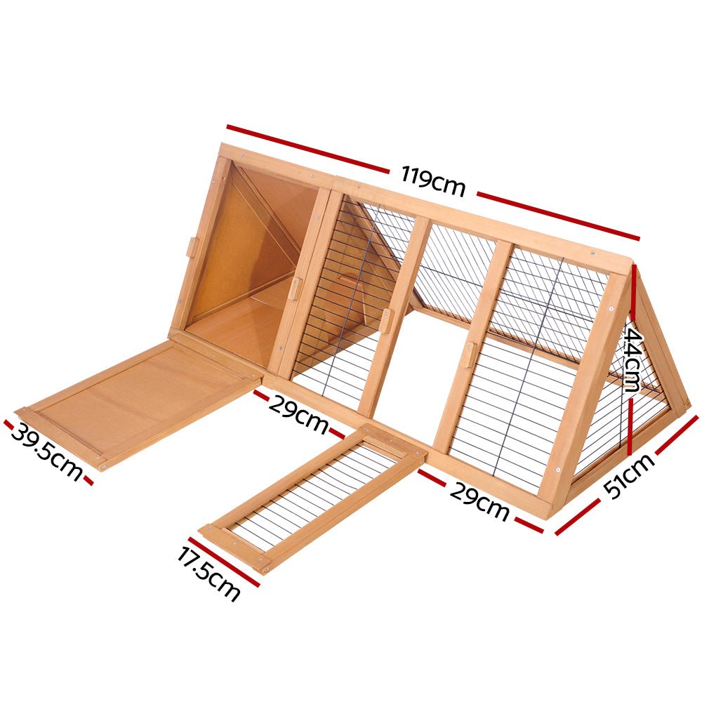i.Pet Rabbit Hutch Wooden Chicken Coop Pet Hutch 119cm x 51cm x 44cm - DogsDomain.com.au