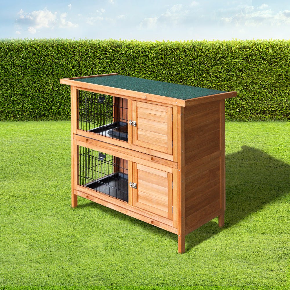i.Pet Rabbit Hutch Wooden Chicken Coop Pet Hutch 82cm x 91.5cm x 45cm - DogsDomain.com.au