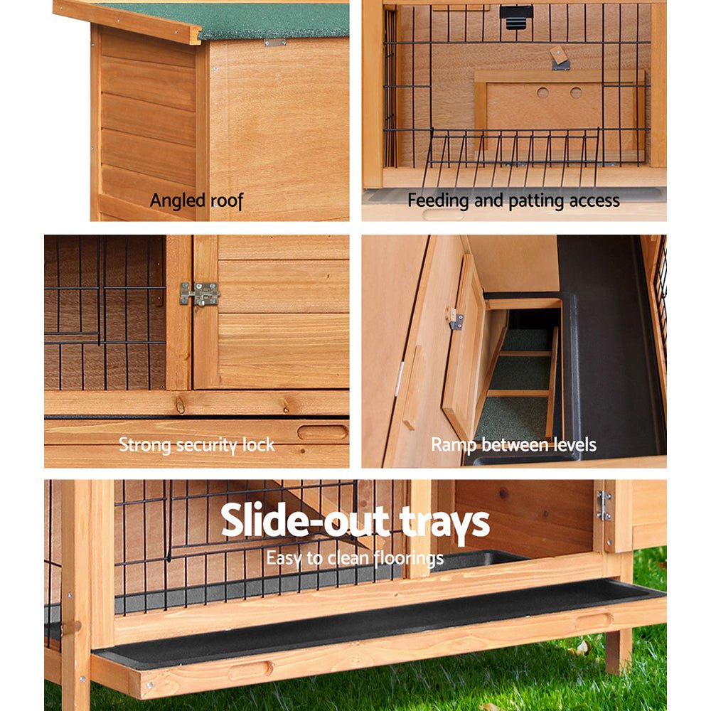 i.Pet Rabbit Hutch Wooden Chicken Coop Pet Hutch 82cm x 91.5cm x 45cm - DogsDomain.com.au