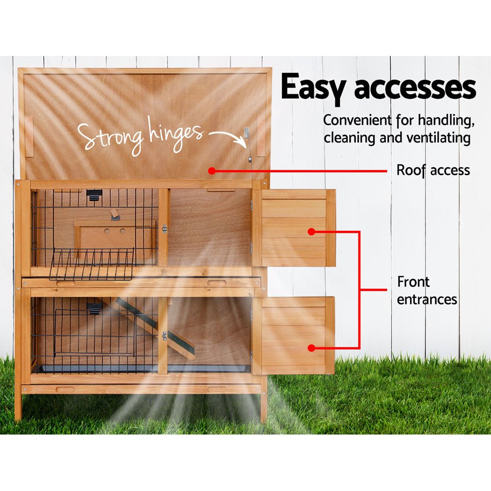 i.Pet Rabbit Hutch Wooden Chicken Coop Pet Hutch 82cm x 91.5cm x 45cm - DogsDomain.com.au
