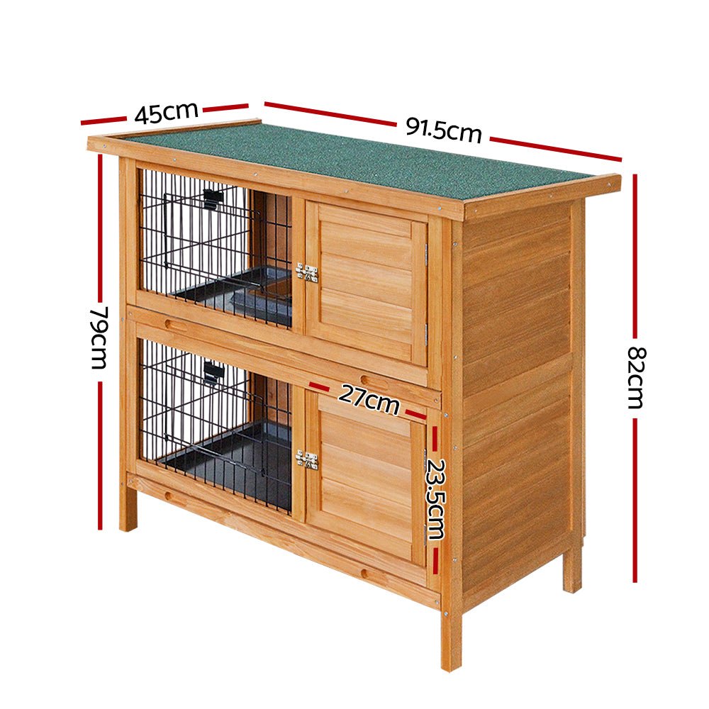 i.Pet Rabbit Hutch Wooden Chicken Coop Pet Hutch 82cm x 91.5cm x 45cm - DogsDomain.com.au