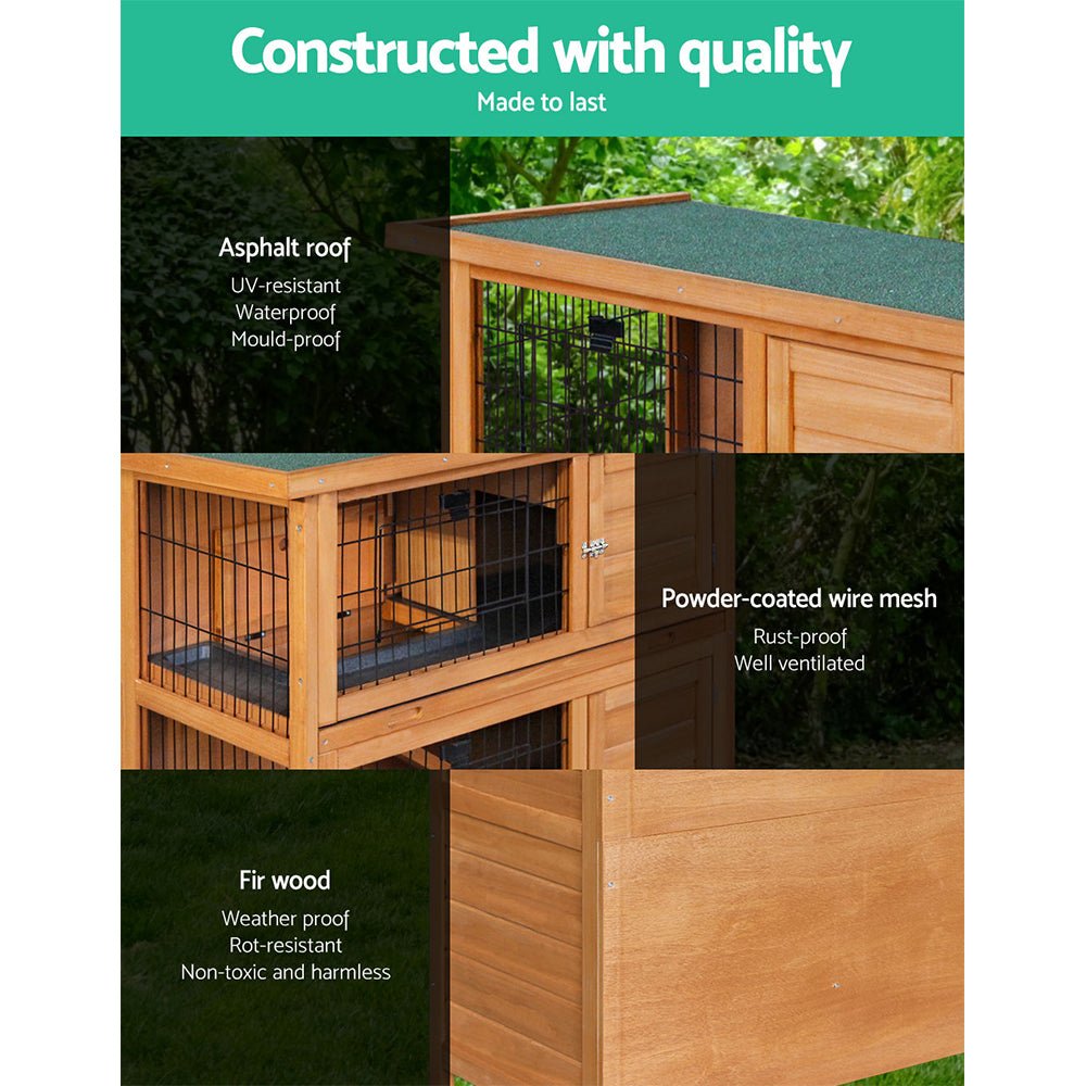 i.Pet Rabbit Hutch Wooden Chicken Coop Pet Hutch 82cm x 91.5cm x 45cm - DogsDomain.com.au