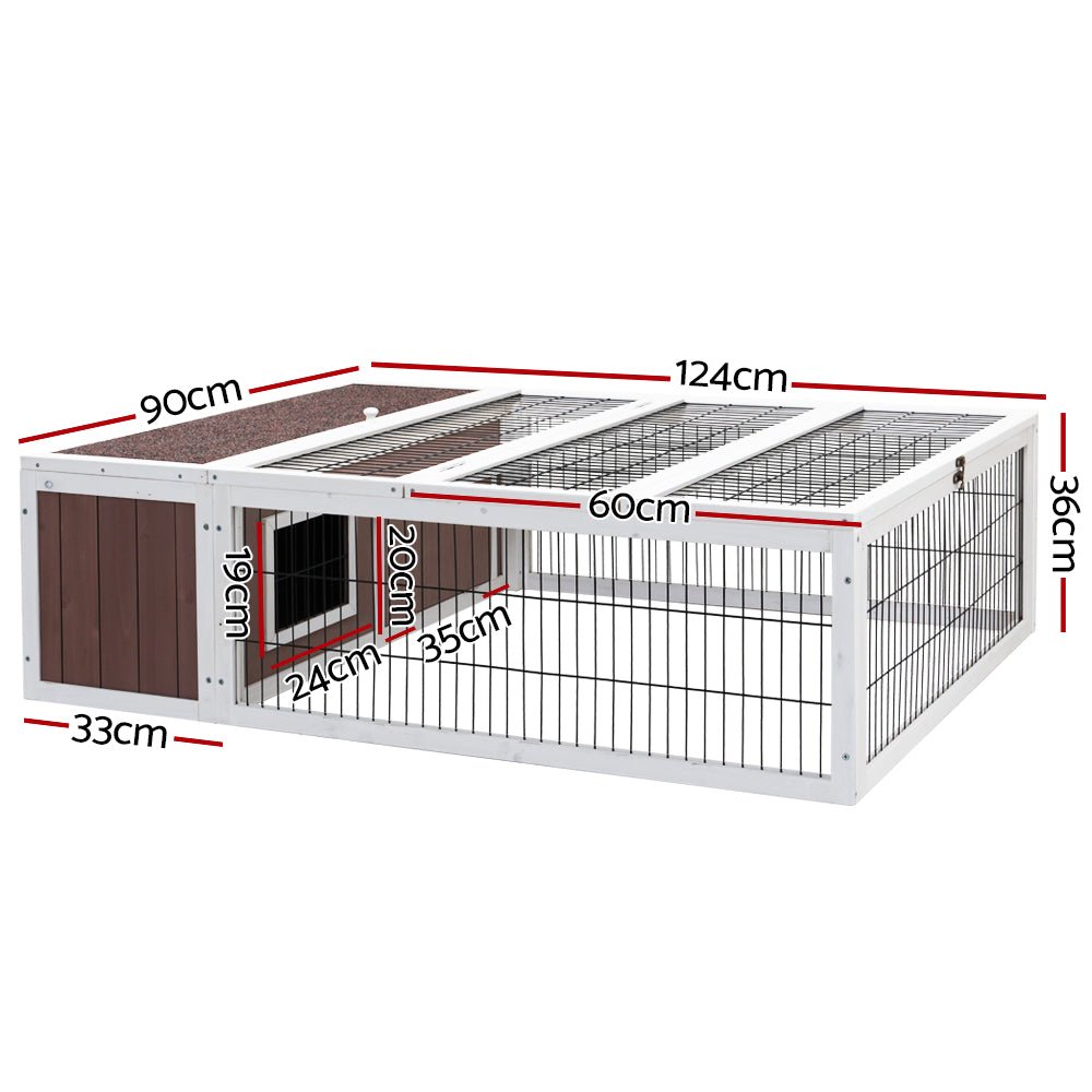 i.Pet Wooden Rabbit Hutch Chicken Coop Run Cage Habitat House Outdoor Large - DogsDomain.com.au