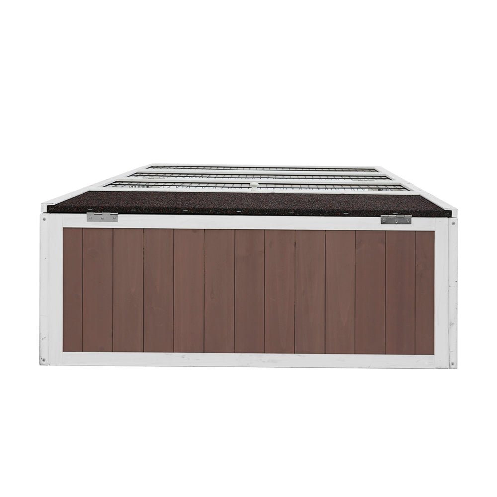 i.Pet Wooden Rabbit Hutch Chicken Coop Run Cage Habitat House Outdoor Large - DogsDomain.com.au