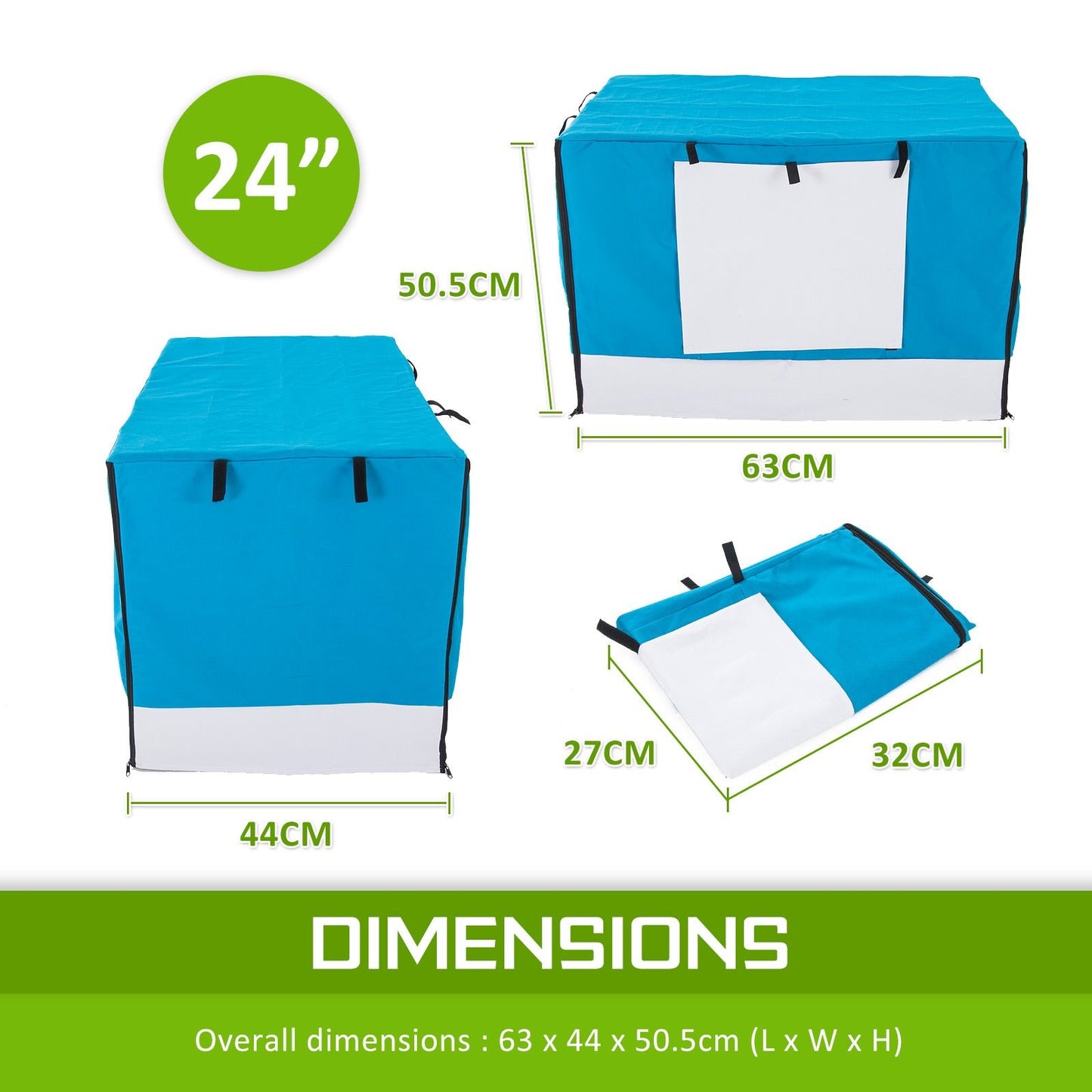 Paw Mate Blue Cage Cover Enclosure for Wire Dog Cage Crate 24in - DogsDomain.com.au