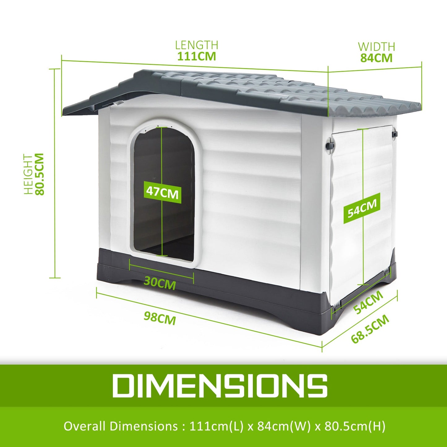 Paw Mate Blue Grey Dog Kennel House Plastic Weatherproof Outdoor Molly XXL - DogsDomain.com.au