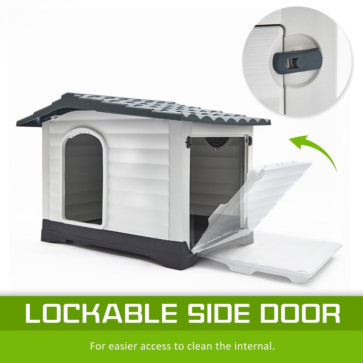 Paw Mate Blue Grey Dog Kennel House Plastic Weatherproof Outdoor Molly XXL - DogsDomain.com.au