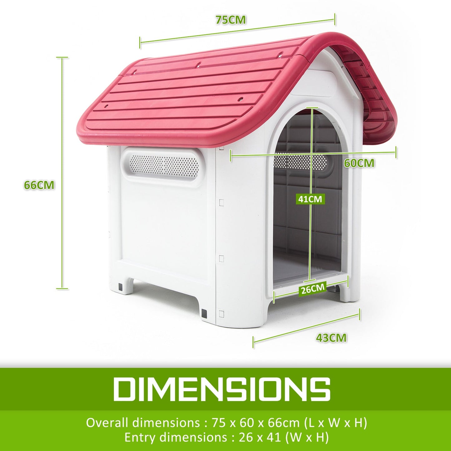 Paw Mate Pink Dog Kennel House Luna Plastic M - DogsDomain.com.au