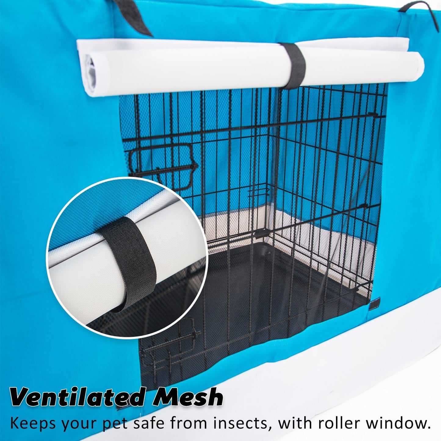 Paw Mate Wire Dog Cage Crate 24in with Tray + Cushion Mat + Blue Cover Combo - DogsDomain.com.au