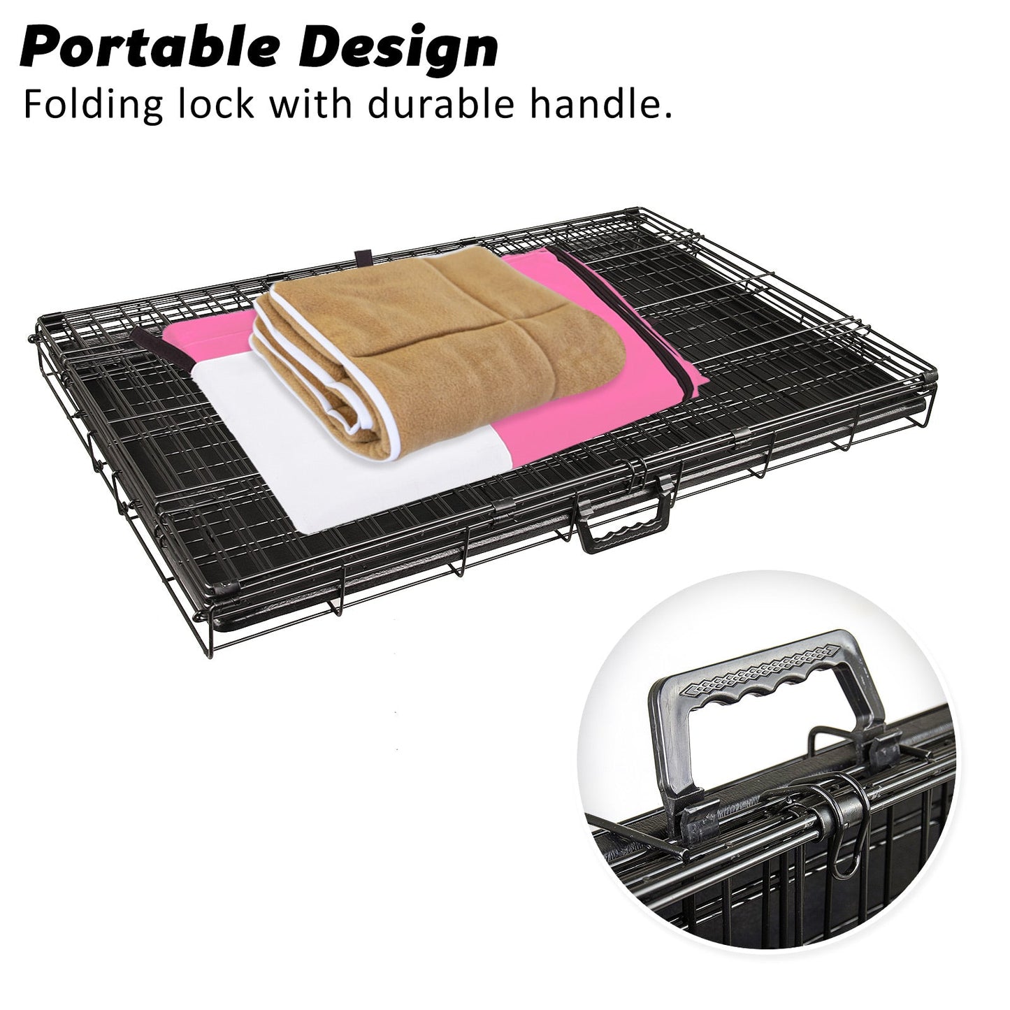 Paw Mate Wire Dog Cage Crate 24in with Tray + Cushion Mat + Pink Cover Combo - DogsDomain.com.au