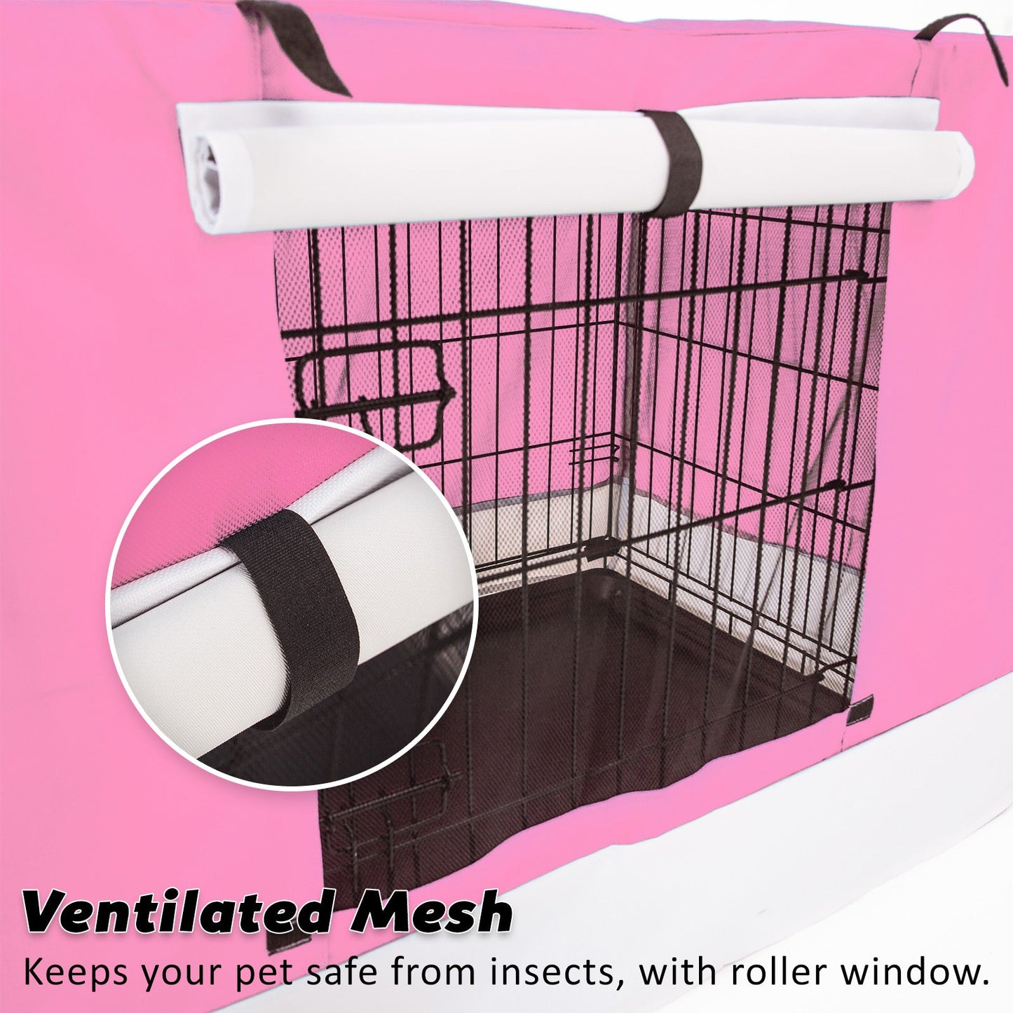 Paw Mate Wire Dog Cage Crate 24in with Tray + Cushion Mat + Pink Cover Combo - DogsDomain.com.au