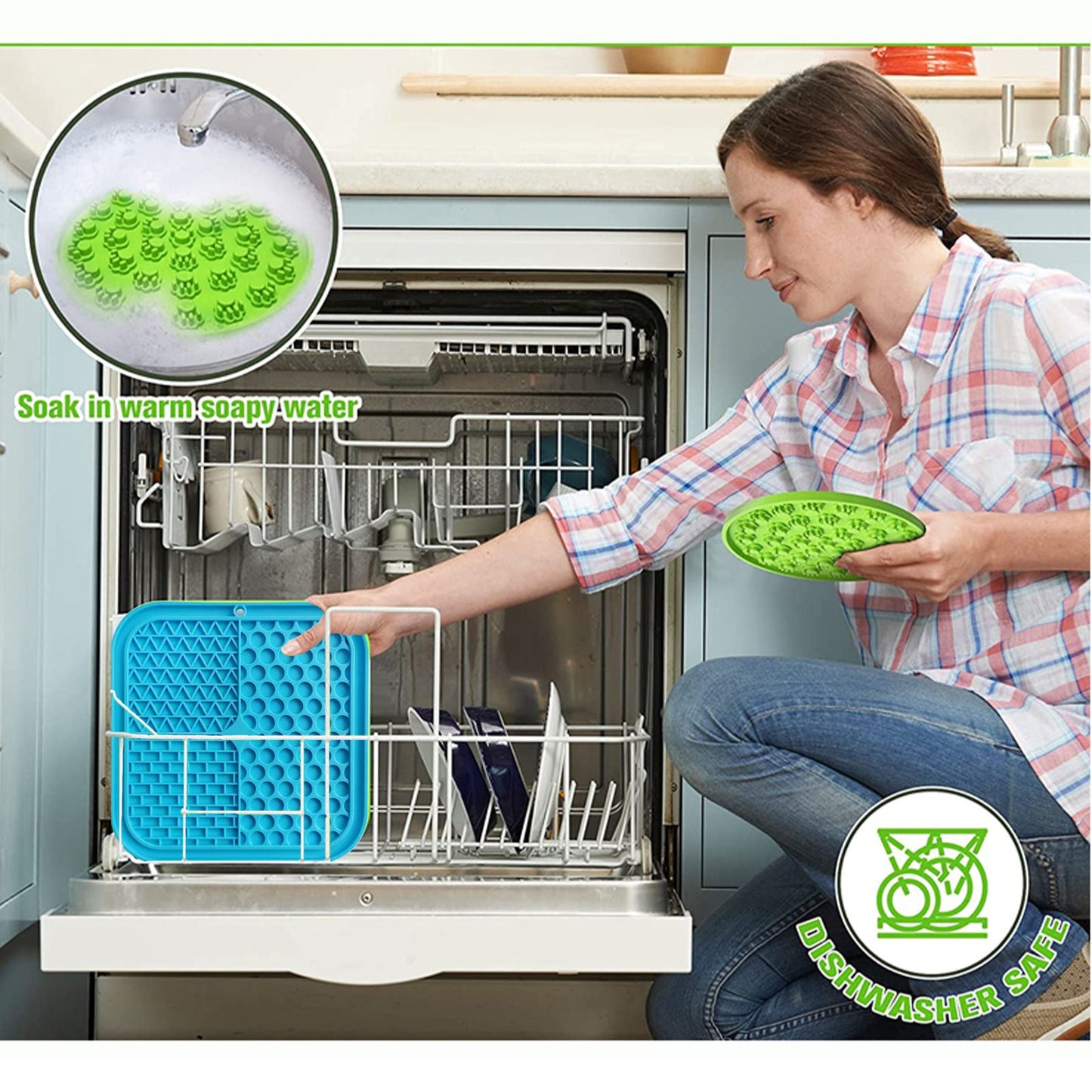 Pawfriends 3in1 Silicone Pet Lick Mat Cat Puppy Dog Slow Feeder Grooming Helper Mat Blue - DogsDomain.com.au