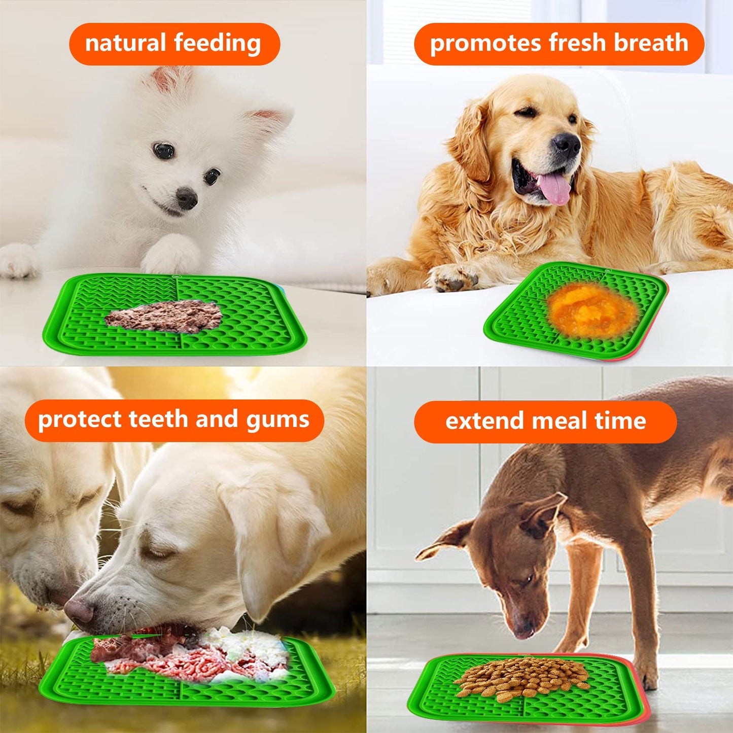 Pawfriends 3in1 Silicone Pet Lick Mat Cat Puppy Dog Slow Feeder Grooming Helper Mat Green - DogsDomain.com.au