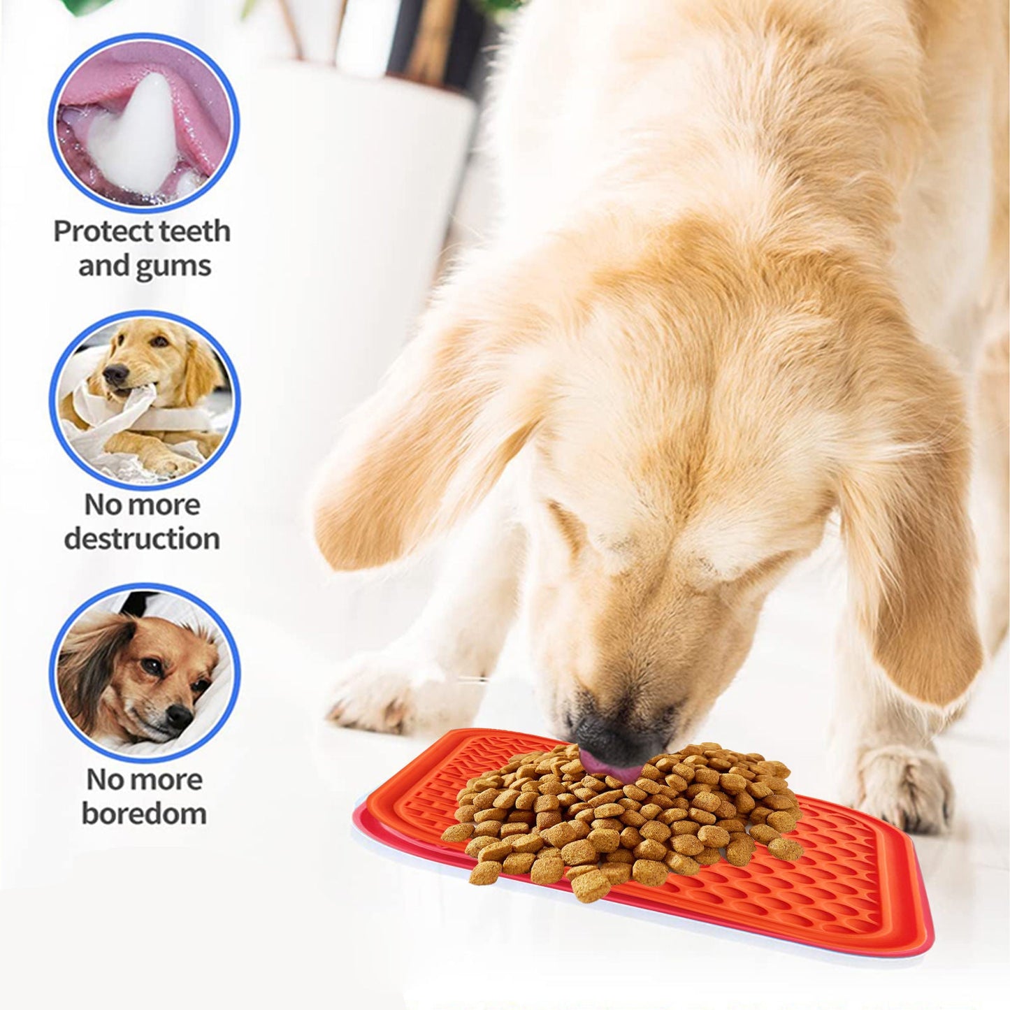 Pawfriends 3in1 Silicone Pet Lick Mat Cat Puppy Dog Slow Feeder Grooming Helper Mat Orange - DogsDomain.com.au