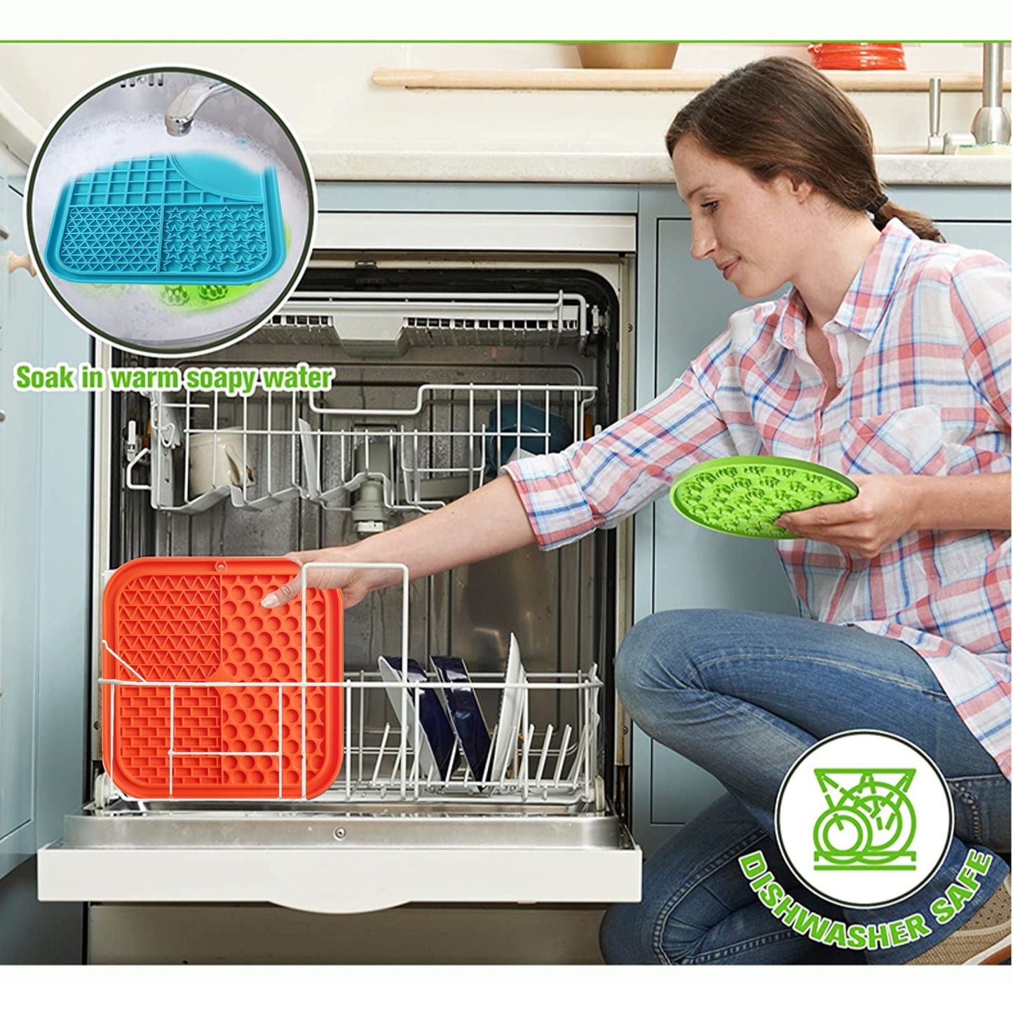 Pawfriends 3in1 Silicone Pet Lick Mat Cat Puppy Dog Slow Feeder Grooming Helper Mat Orange - DogsDomain.com.au