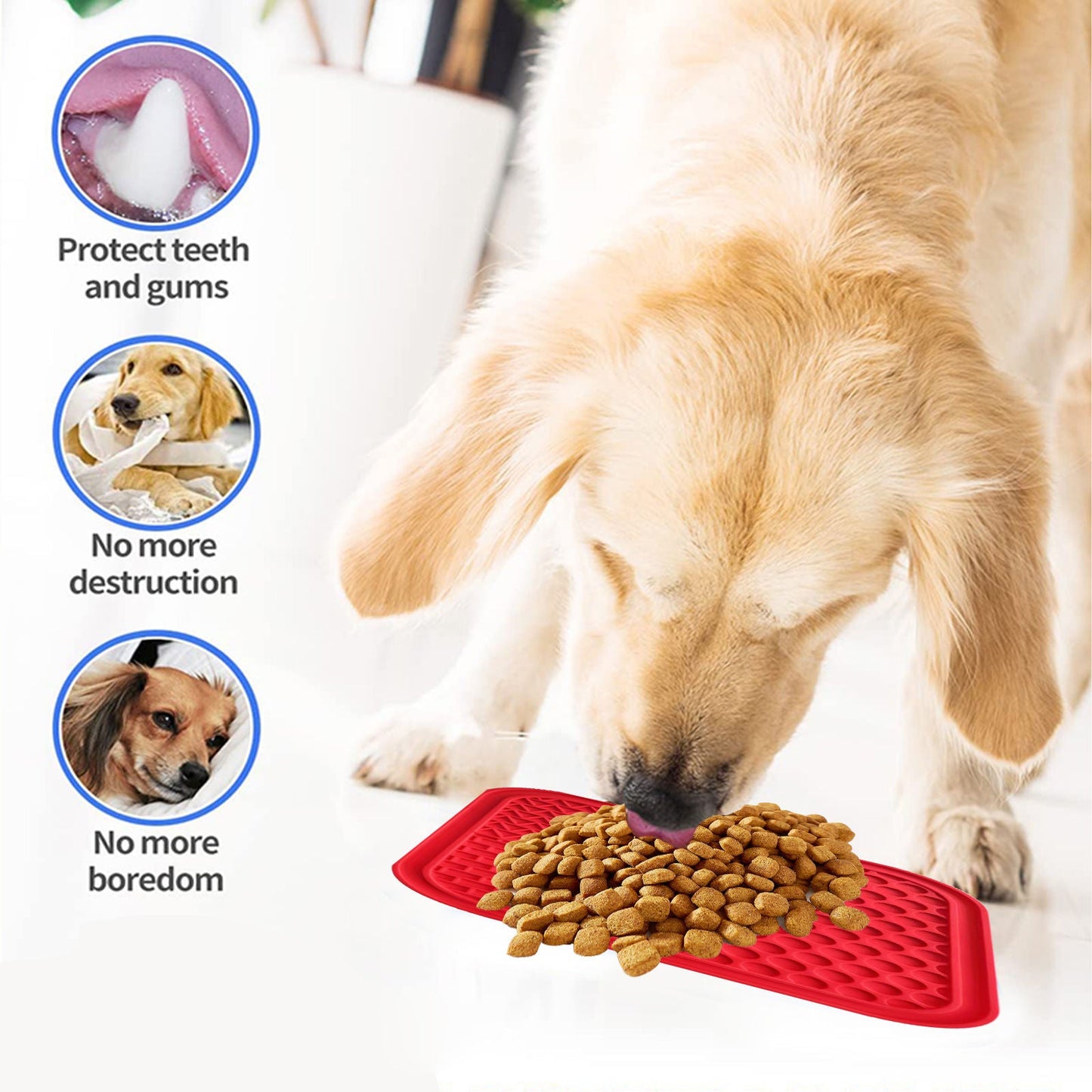 Pawfriends 3in1 Silicone Pet Lick Mat Cat Puppy Dog Slow Feeder Grooming Helper Mat Red - DogsDomain.com.au