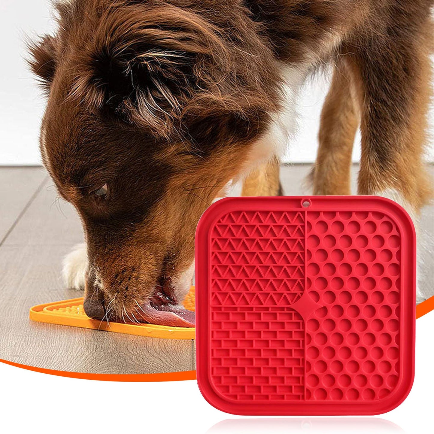 Pawfriends 3in1 Silicone Pet Lick Mat Cat Puppy Dog Slow Feeder Grooming Helper Mat Red - DogsDomain.com.au