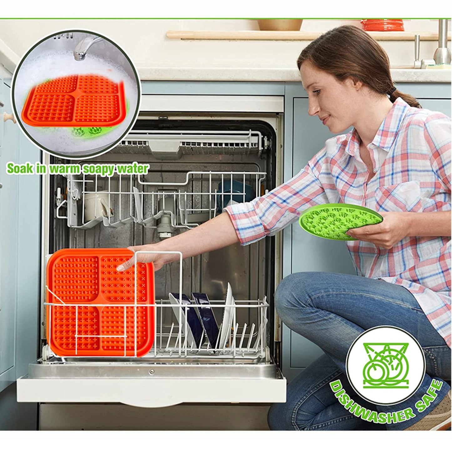 Pawfriends 4in1 Silicone Pet Lick Mat Cat Puppy Dog Slow Feeder Grooming Helper Mat Orange - DogsDomain.com.au